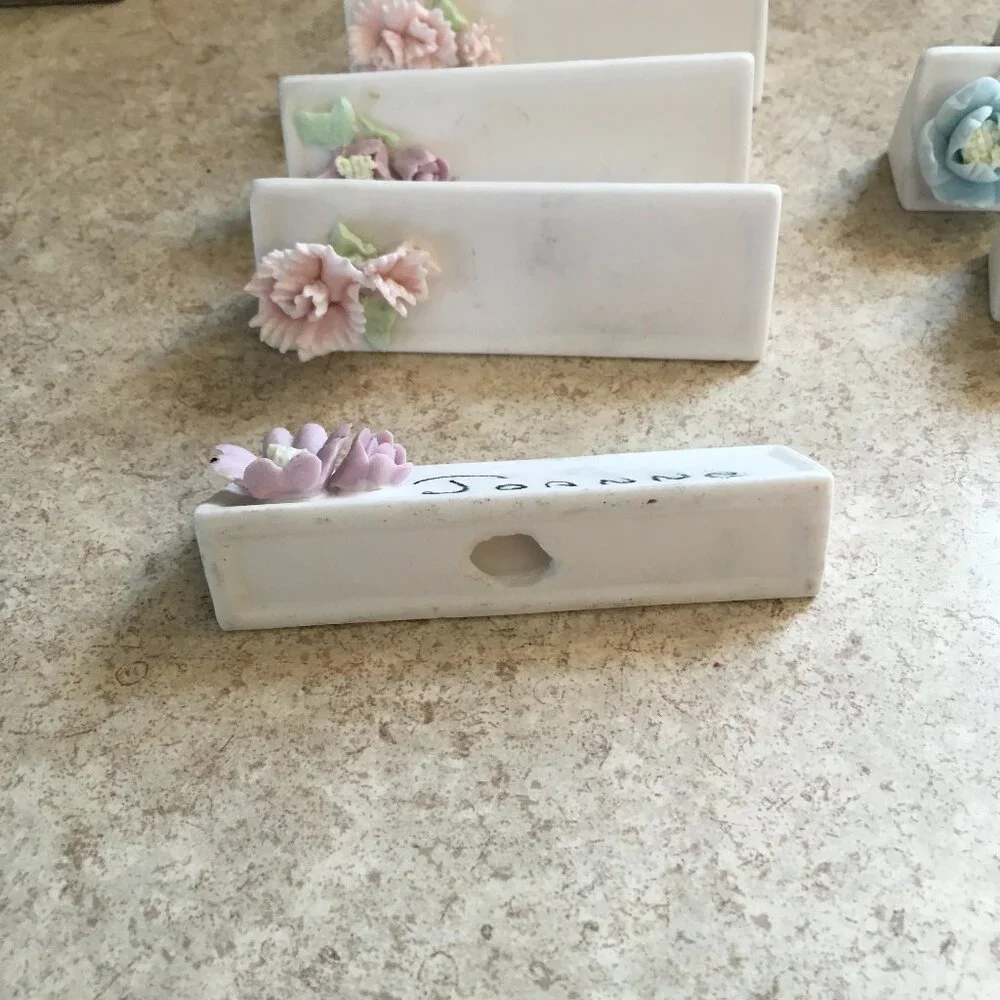 Vintage Porcelain Bisque Floral Reusable Place Cards